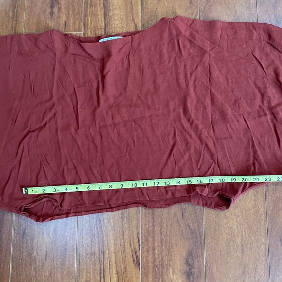 Forever 21 Boho Bat Wing Cold Shoulder Sleeves Rust Cropped Top Blouse Size M - Picture 6 of 12